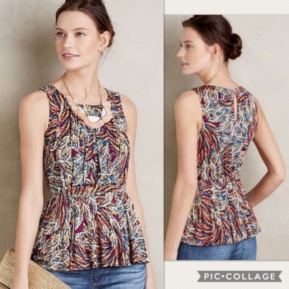 Deletta Anthropologie Corbara Peplum Tank S